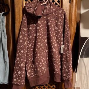 Star Patterned mauve Hoodie